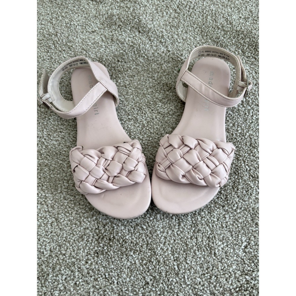 Madden Girl Woven Buckled Sandal Flats Blush Pink Size 1